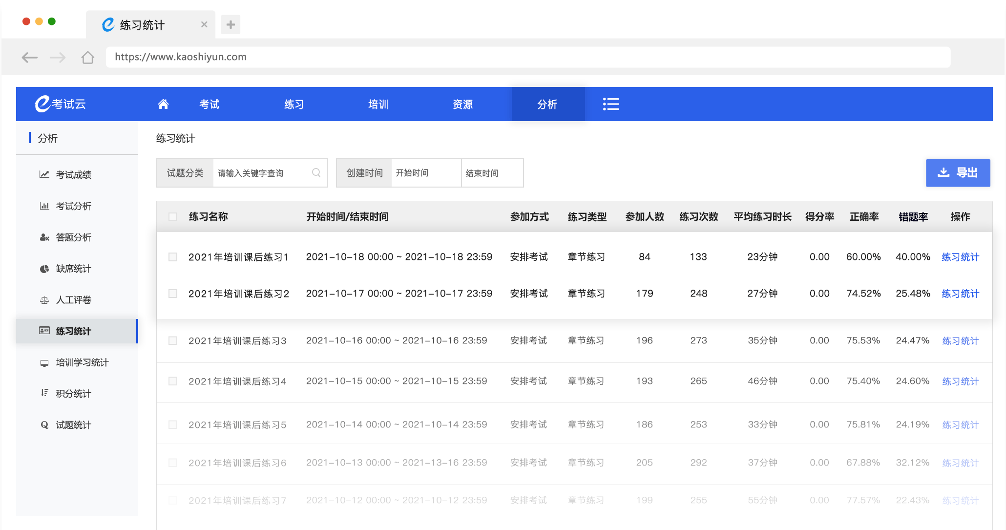 練習統(tǒng)計